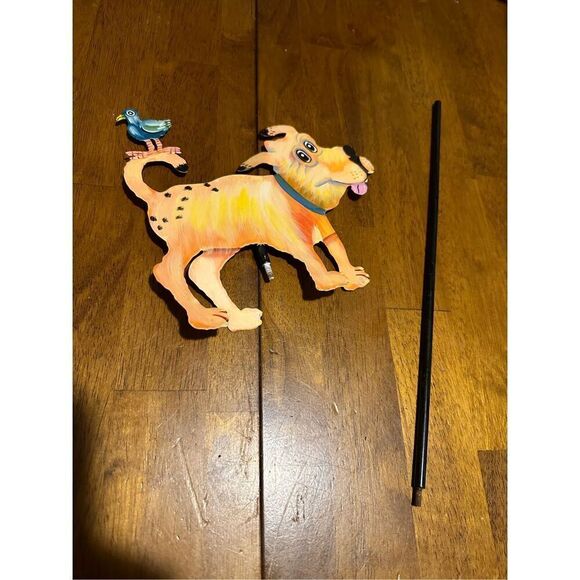 Vtg Bella Casa J Sumner Ganz Metal Garden Sign Sculpture Dog Bird Maggie New 7” - Picture 2 of 9